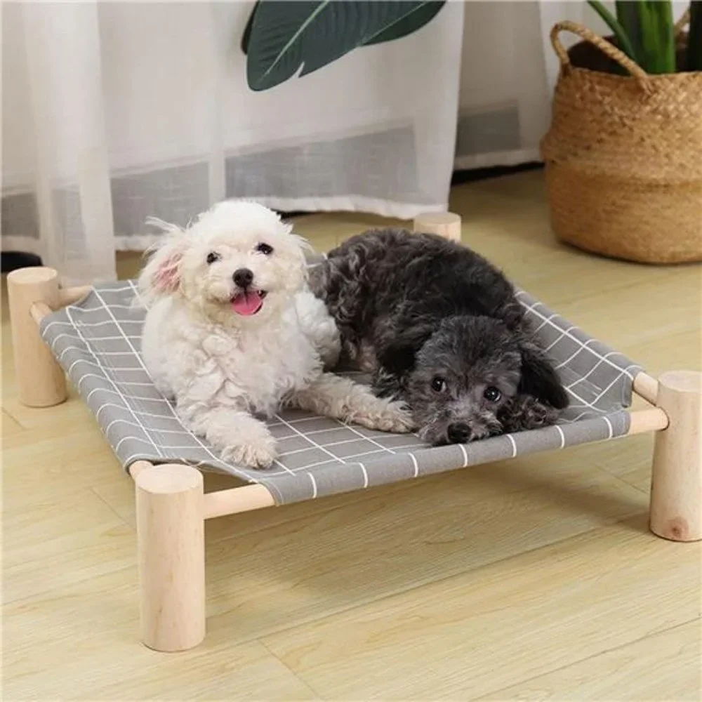Cat/Dog Bed,Wooden PetHammock Bed,Elevated Breathable Dog Bed,DetachablePortable